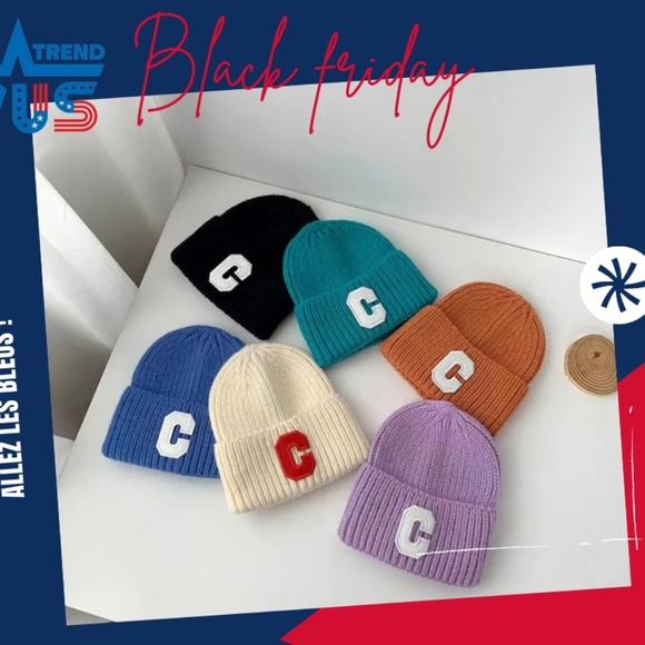 Winter unisex multi color C letter beanie cap - Picture 4 of 10